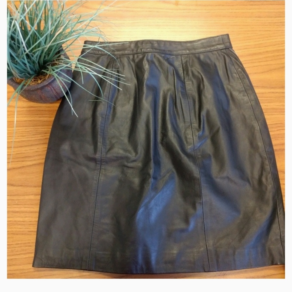 Vintage '80's Byrnes and Baker 100% Leather Skirt