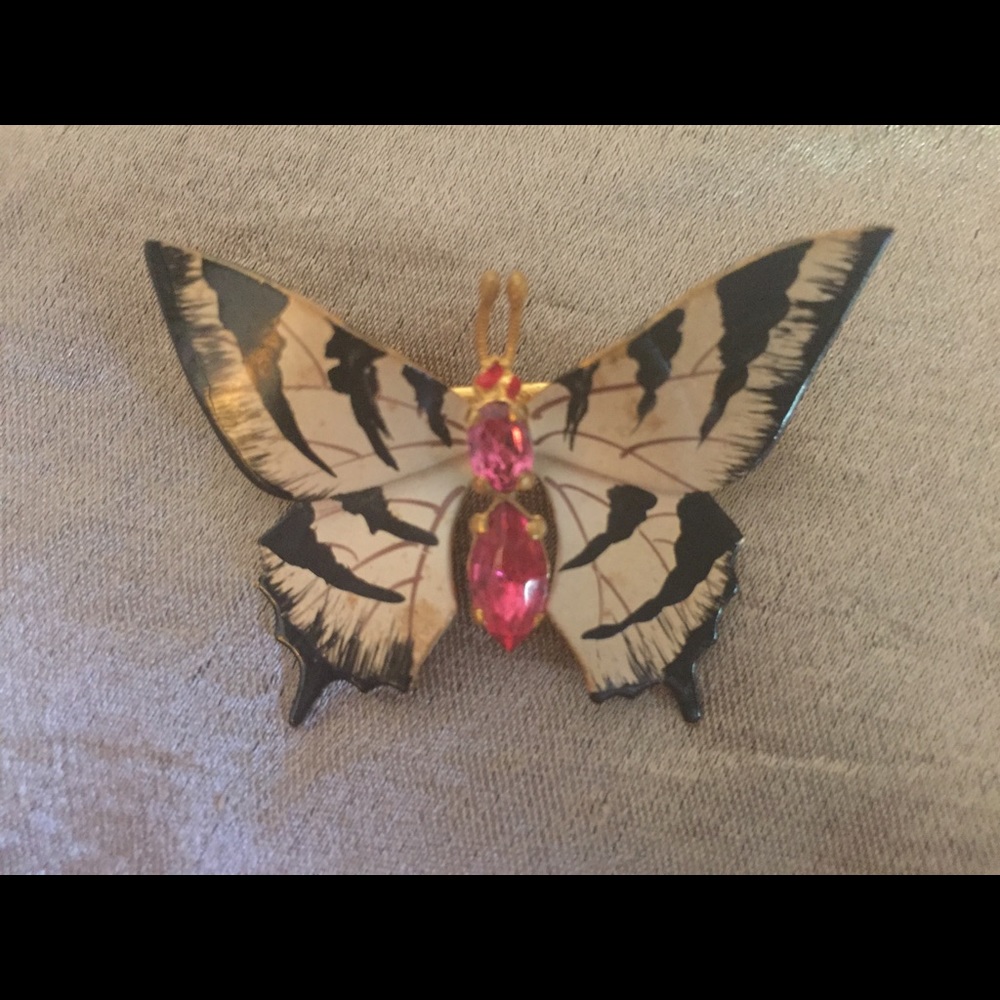 Vintage Enamel Butterfly Brooch