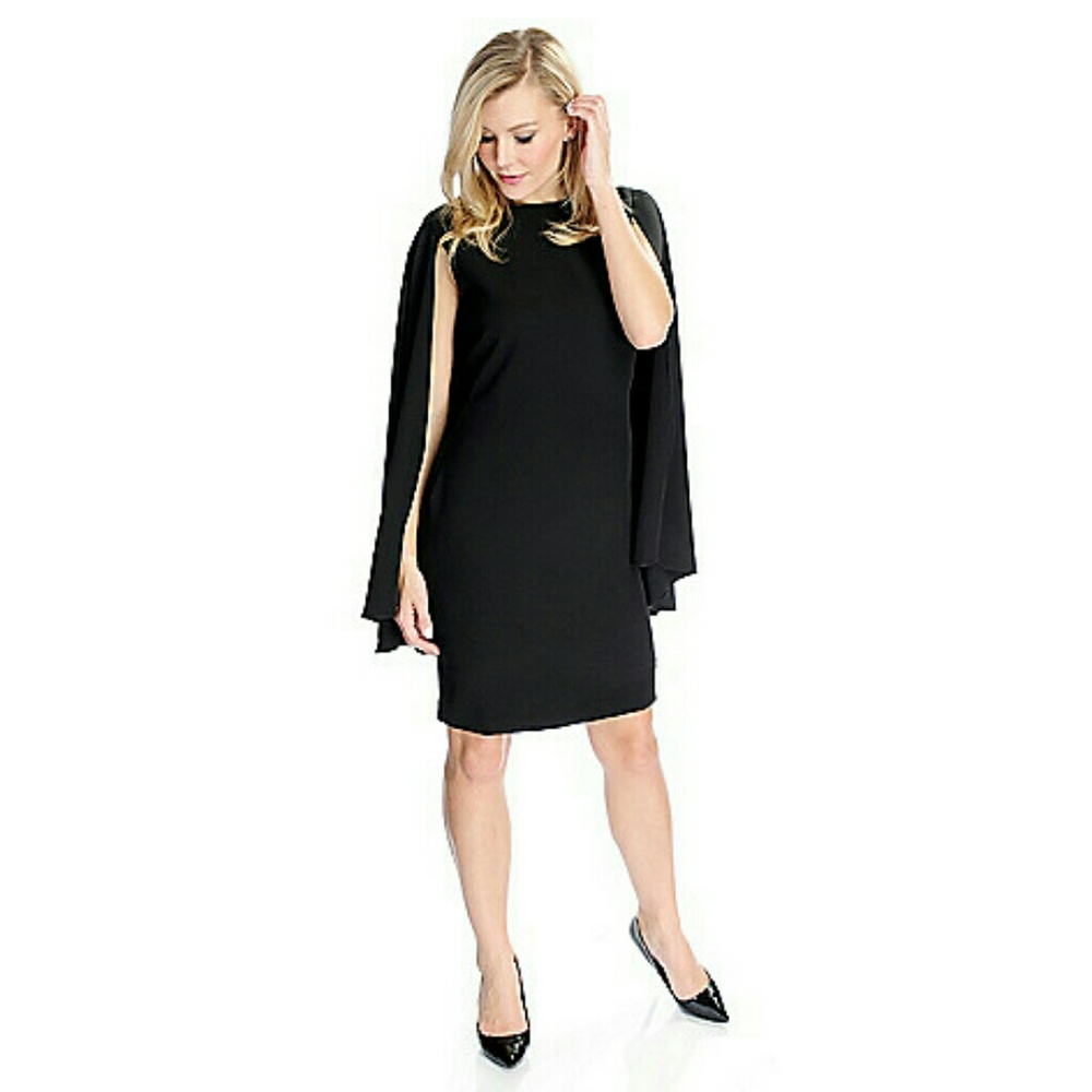Marc Bouwer black sleeveless dress with cape