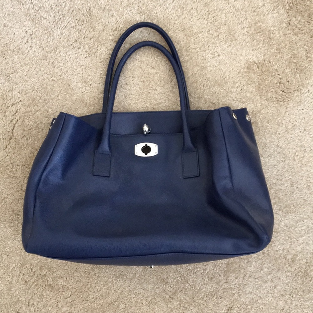 Furla Navy Leather Tote
