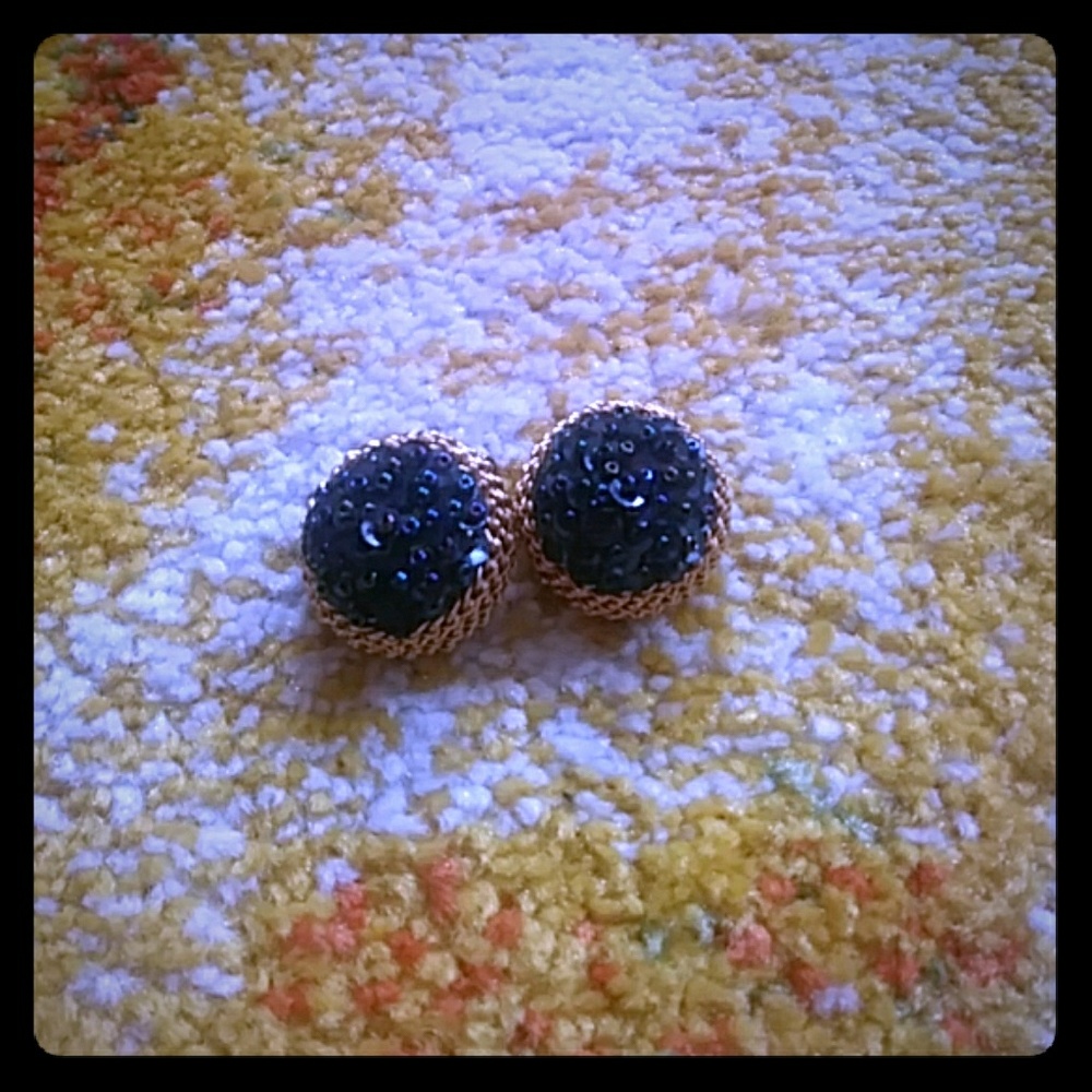 Chanel gold and blue clip in earrings