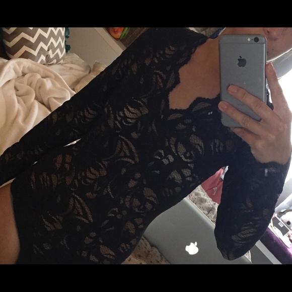 H&M Tops - H&M long sleeve black lace bodysuit NWOT