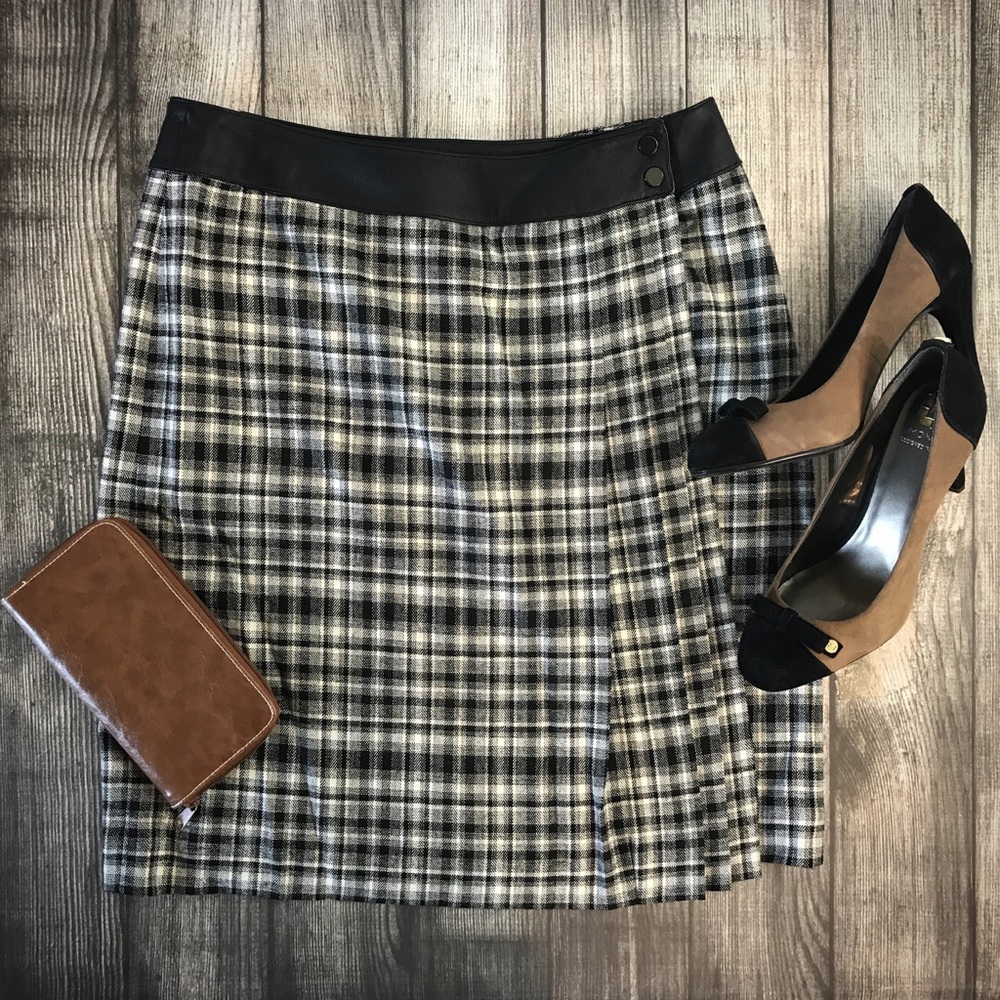 Anne Klein Plaid Wrap Skirt