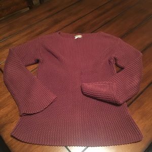 JCrew Medium sweater in eggplant with bell sleeves