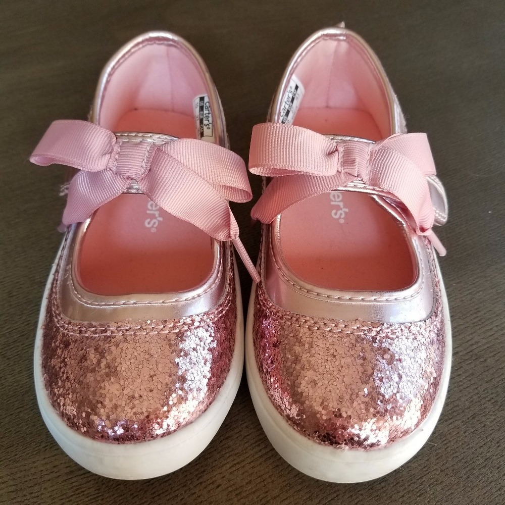 Carter's Pink Ribbon Glitter Mary Janes Size 10