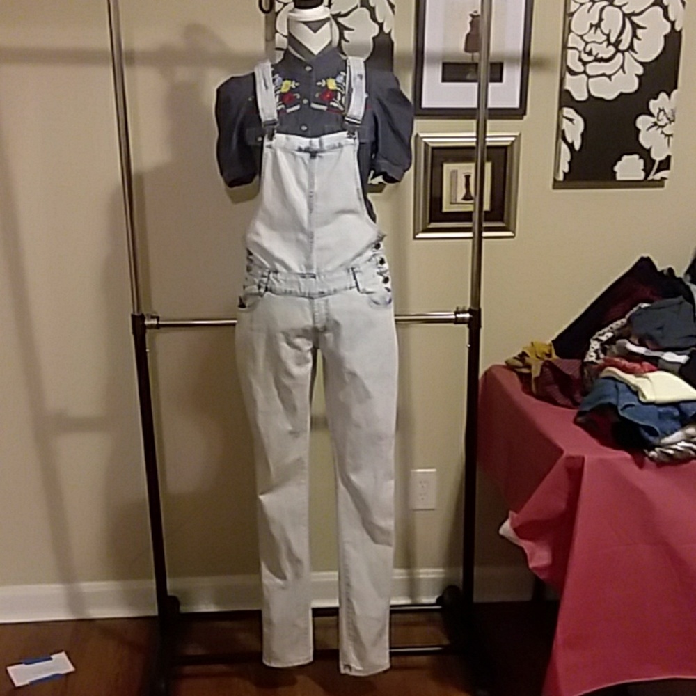 Acid washed Denim Slim leg Jumpsuit Overalls