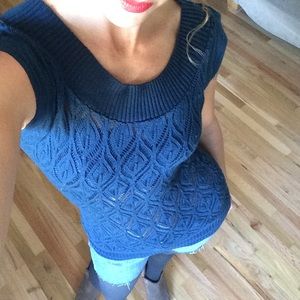 Knit navy blouse