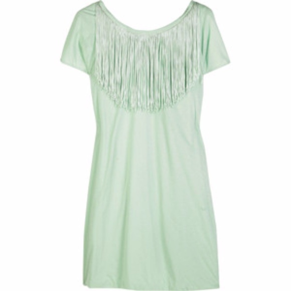 3.1 Phillip Lim Dresses & Skirts - 3.1 Phillip Lim Fringed Mint Green Tee Shirt Dress