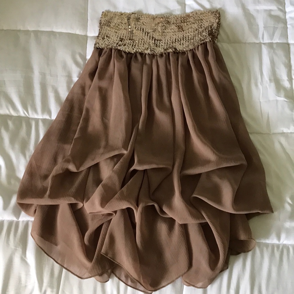 Tan & sparkly party dress