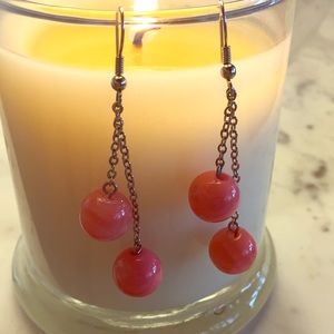 Pink ball drop earrings!