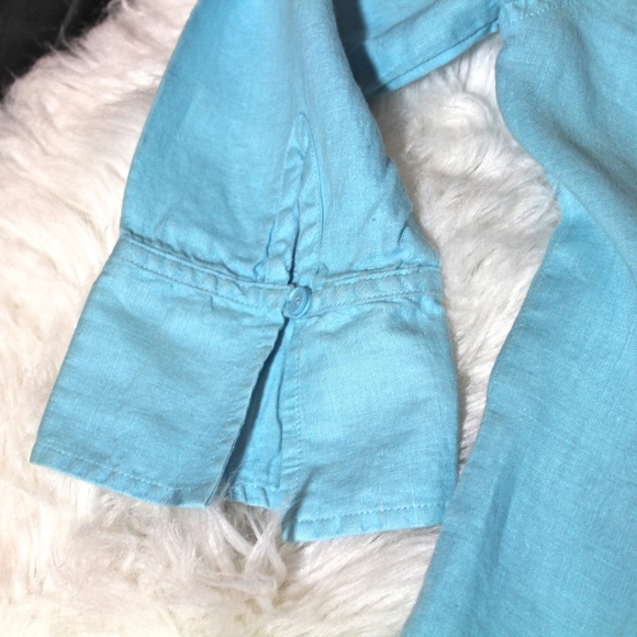 Linen Turquoise Blouse—CLEARANCE - Picture 4 of 5