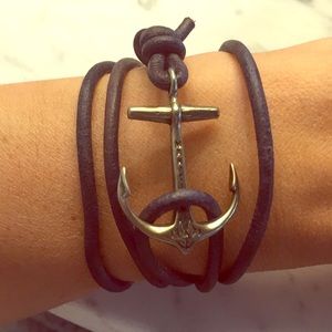 Navy Blue Anchor Wrap Bracelet
