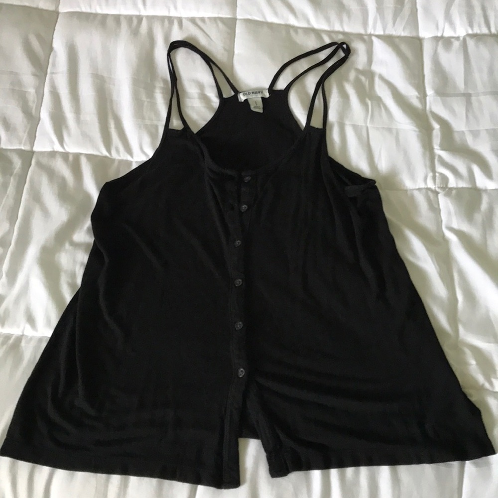 Black button-up tank top