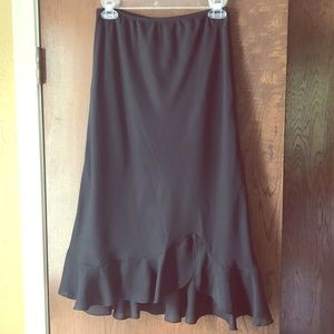 Black Flared Ruffle Skirt