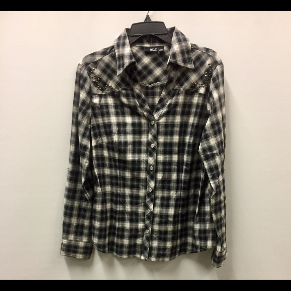NWOT Black/Gray Large A.N.A  Western Style Shirt.