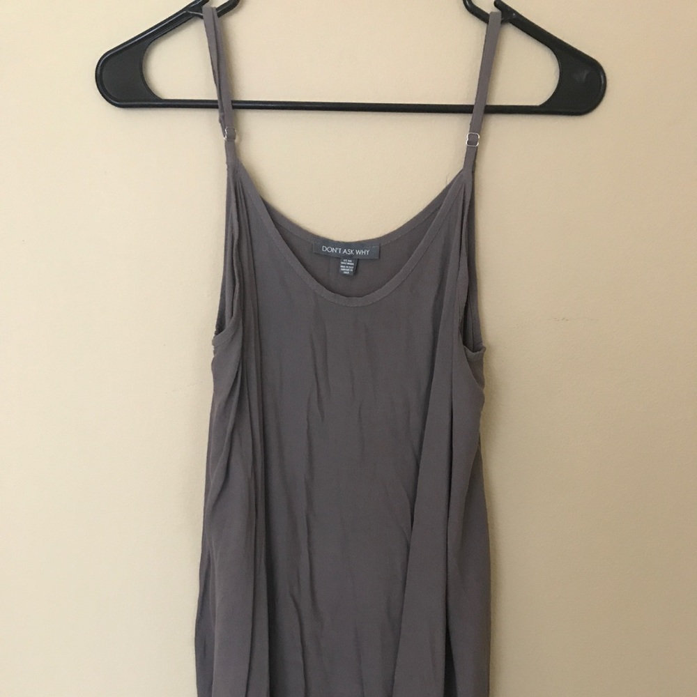 "Don't Ask Why" purple-gray flowwy dress.