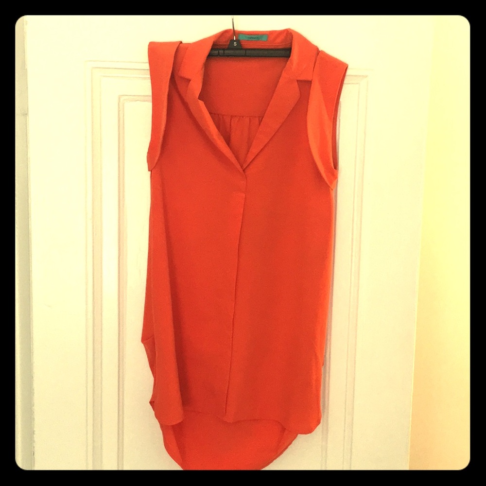 Long Cap-Sleeve Shirt-Dress, Burt Orange