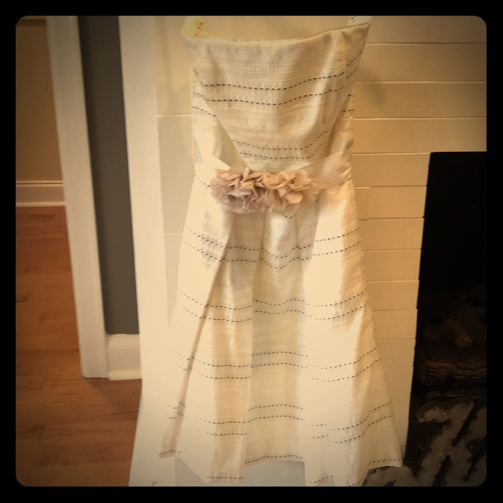 Strapless white cocktail dress