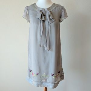 Knitted Dove Shift Dress in Gray