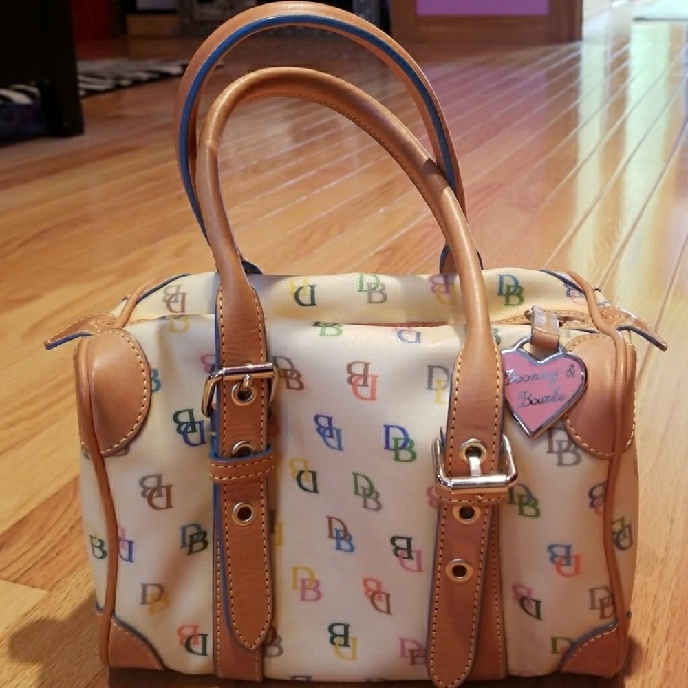 Dooney & Bourke white multicolor monogram satchel