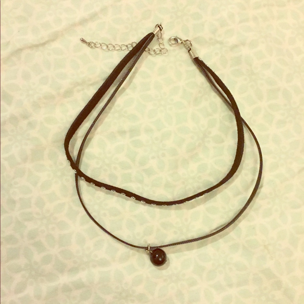 Double layer choker with metal accents