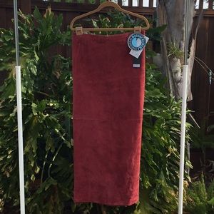 Long Rust Leather Skirt