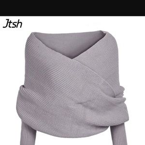 Gray Crop Top Wrap Sweater