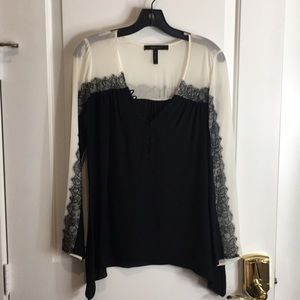 BCBG Black and white lace top