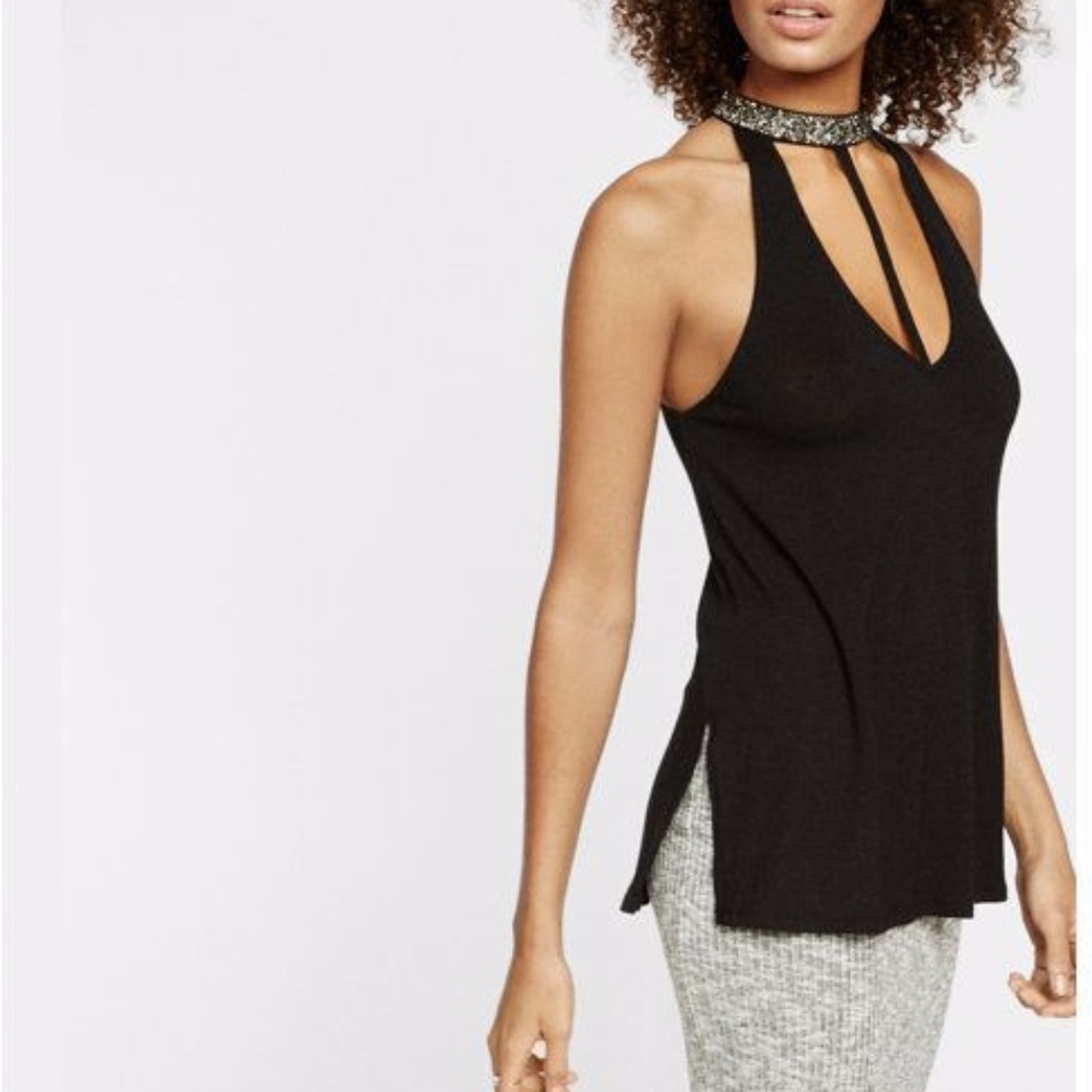 Express Embellished Choker Neck Tank