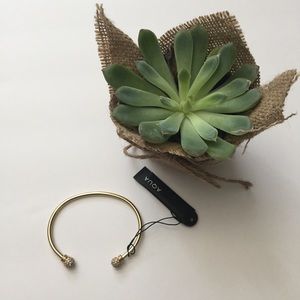 NWT Aqua Gold Pave Ball Bracelet Bangle