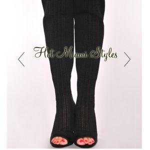 Hot Miami Styles Shoes - sale! Black bandage thighhigh peeptoe boots Hot Miami Styles Shoes - sale! Black bandage thighhigh peeptoe boots