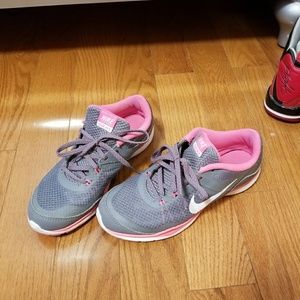 Gray and pink sneaker