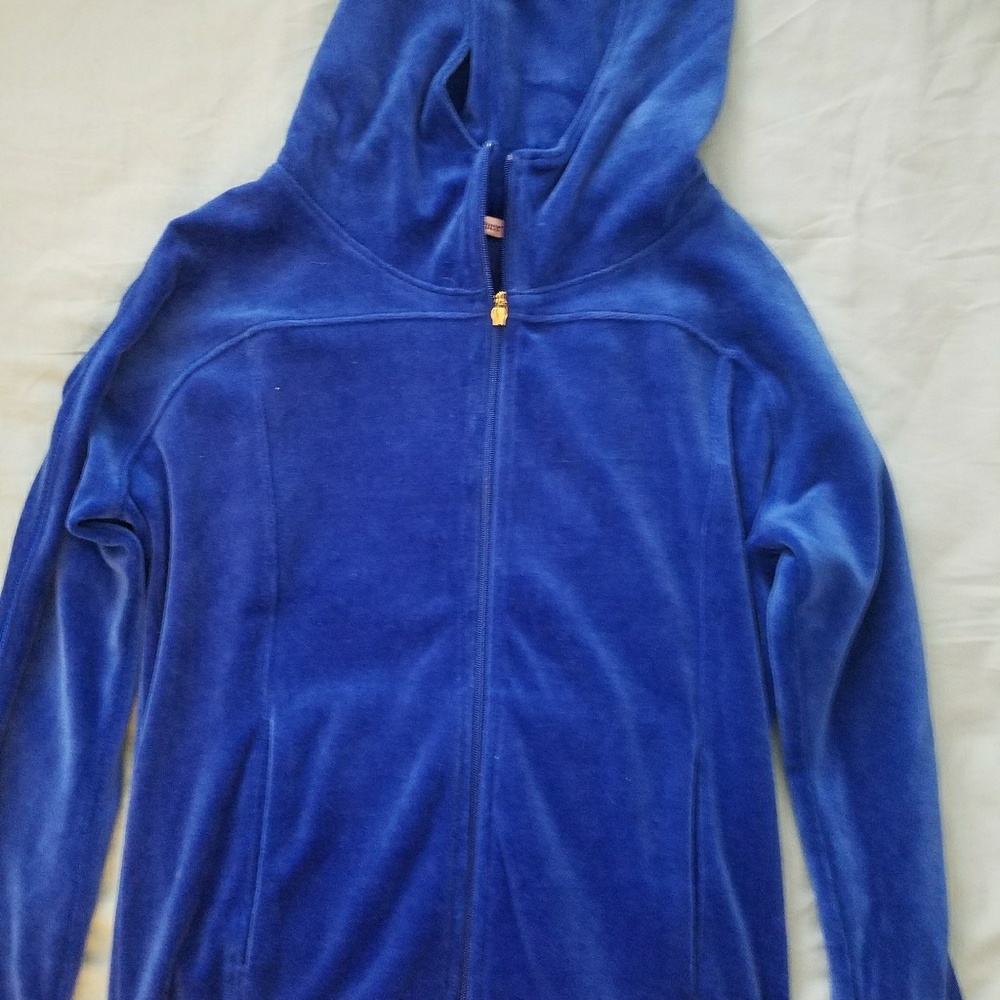 Blue velvet zip up