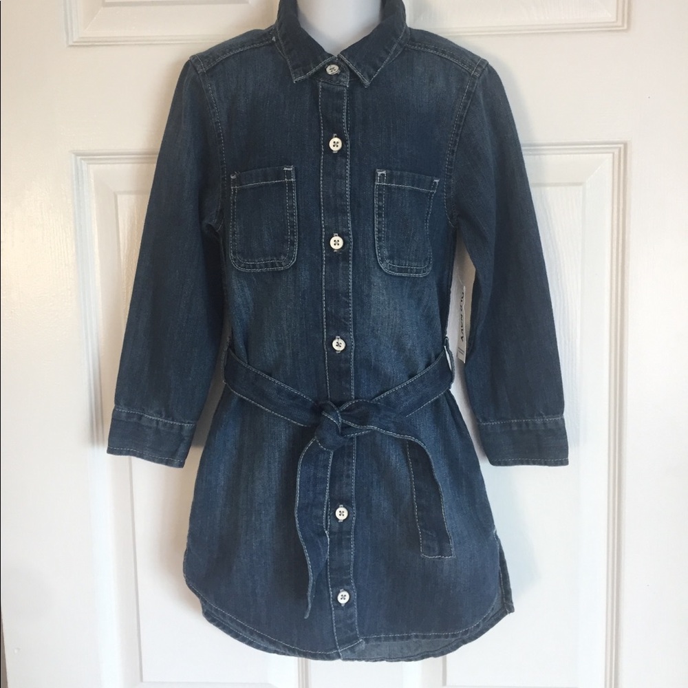 Old Navy Denim Belted Button Down Dress Size 5 XS