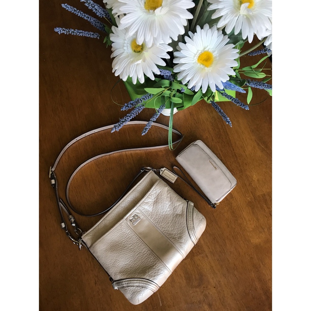 Coach Pebbled Leather Crossbody + Wristlet
