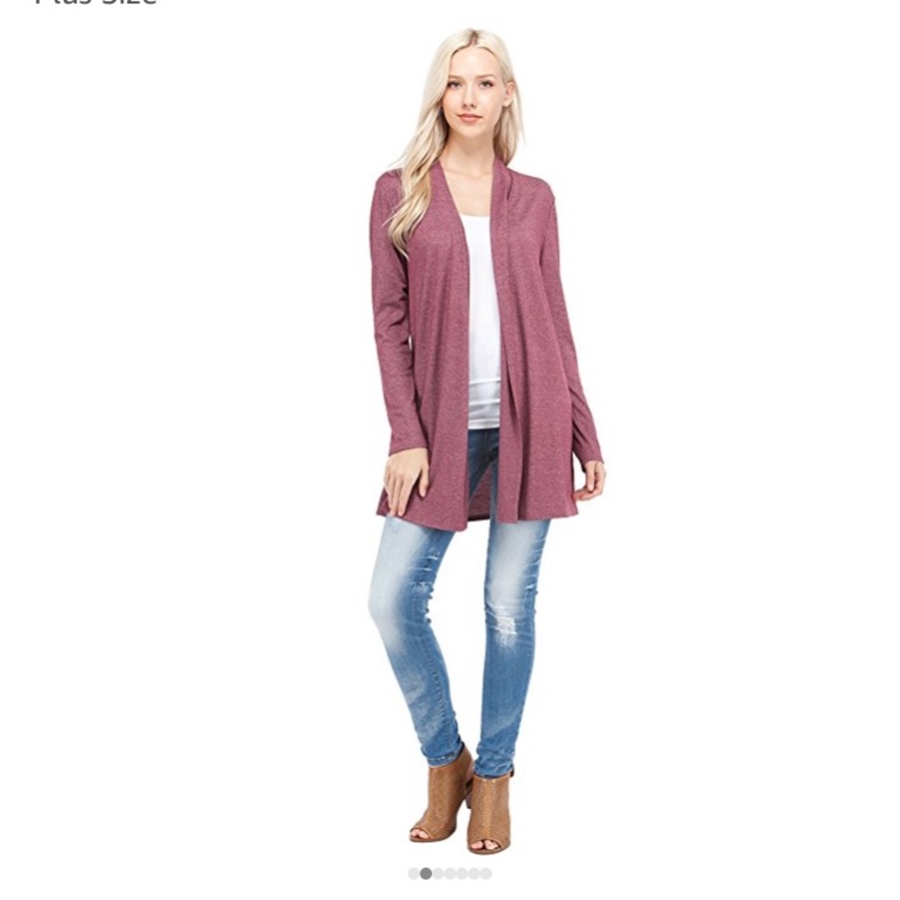 NWT Burgundy Open Front Knit Cardigan Size S