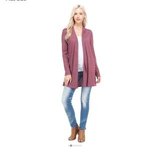 NWT Burgundy Open Front Knit Cardigan Size S