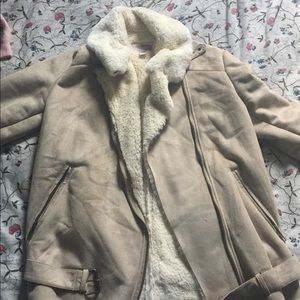 Forever21 shearling motorcycle jacket/ suede