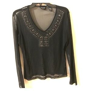 See through black long sleeve shirt