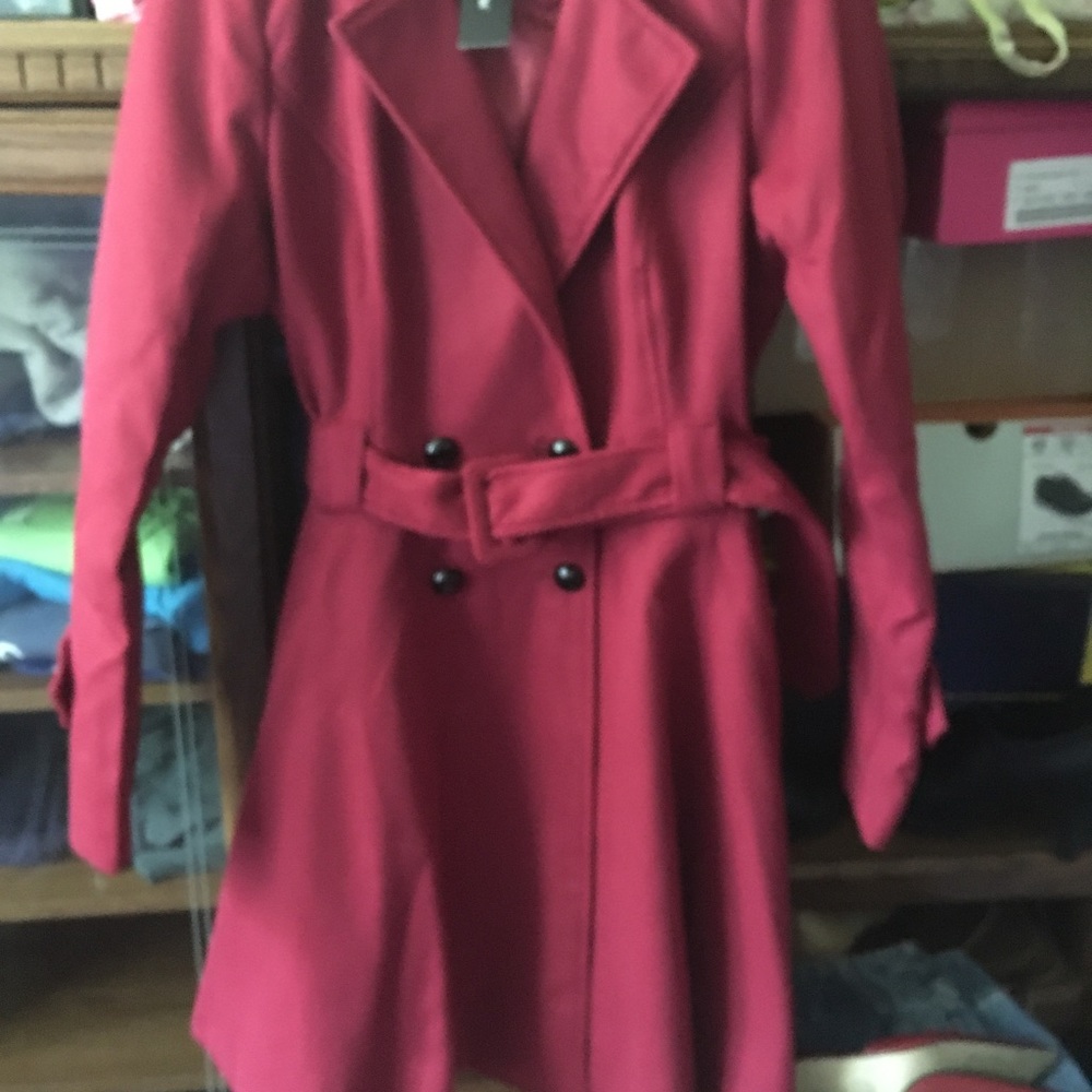 Red polyester coat