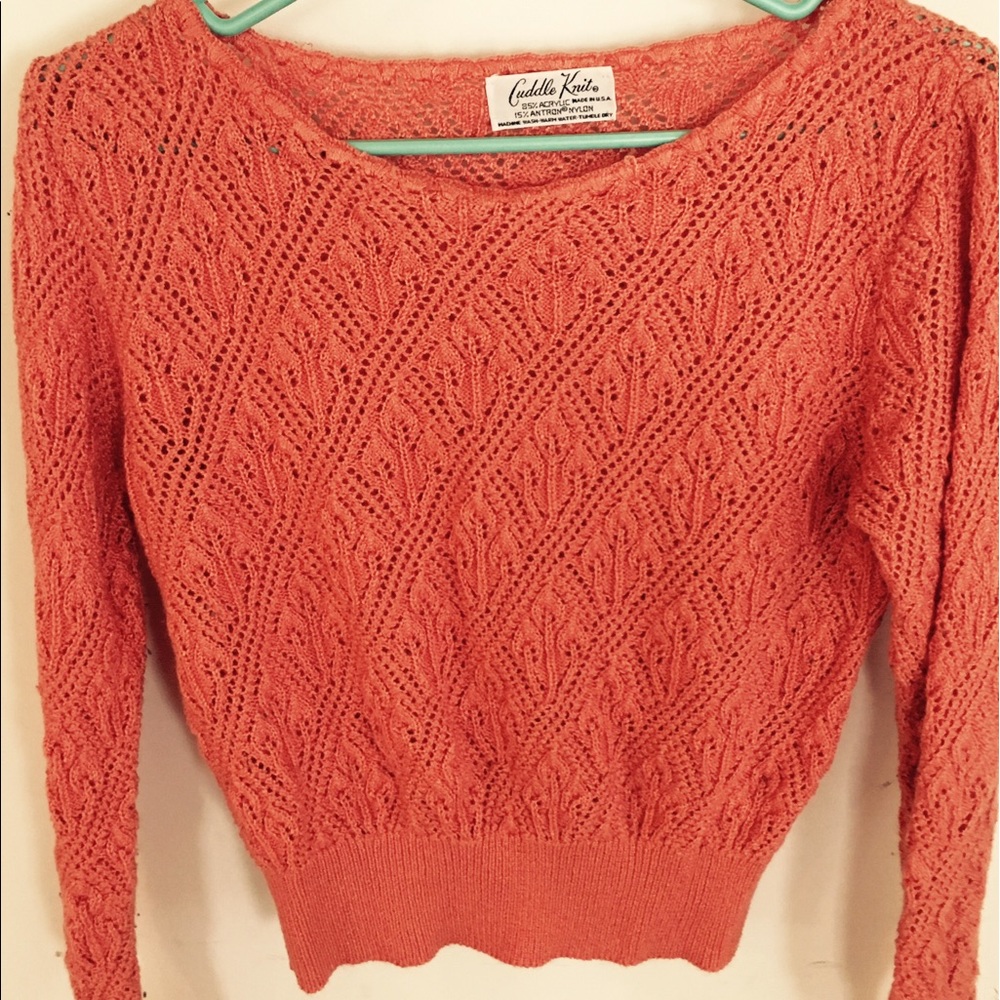 Long sleeve crocheted sweater