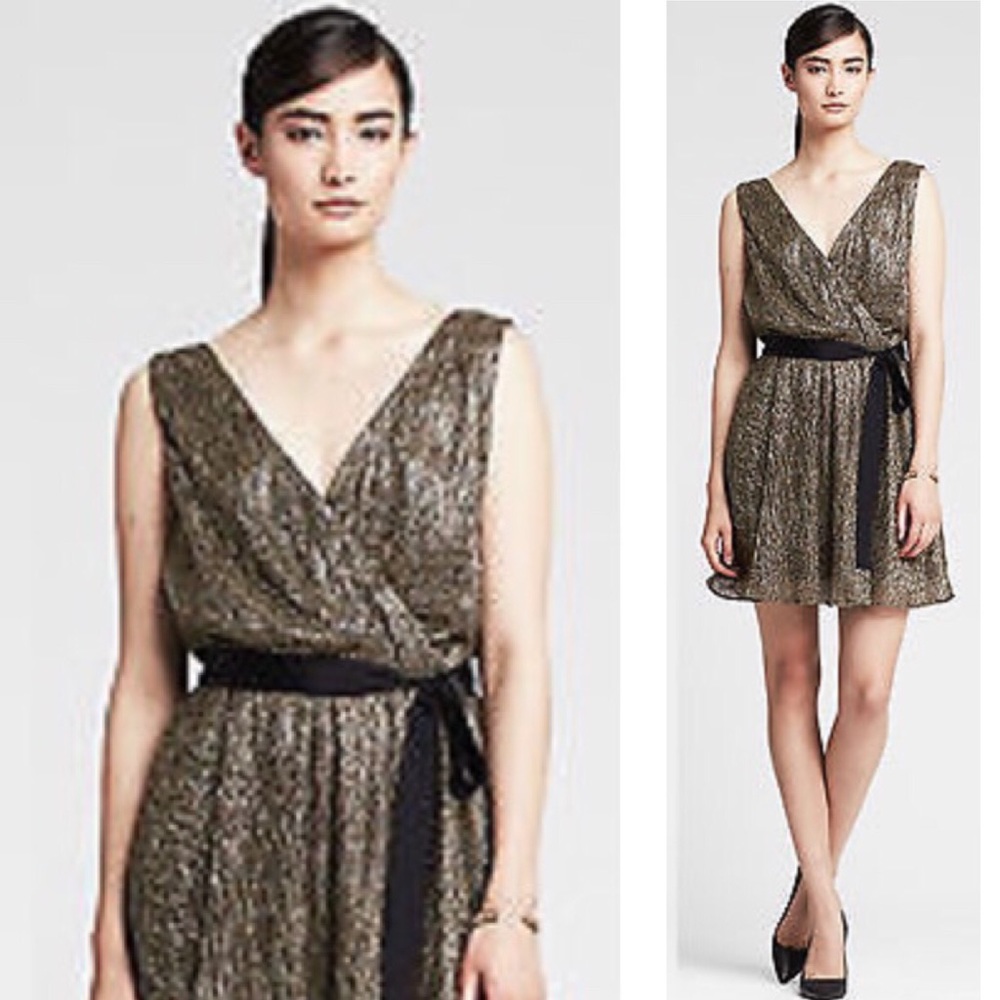 Banana Republic Metallic V Neck Dress size 8