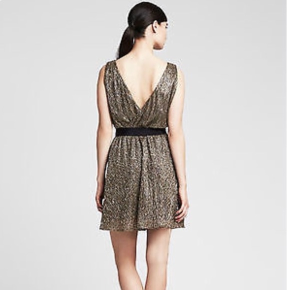 Banana Republic Metallic V Neck Dress size 8 - Picture 3 of 7
