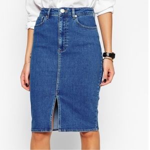 Zara Denim Midi Skirt