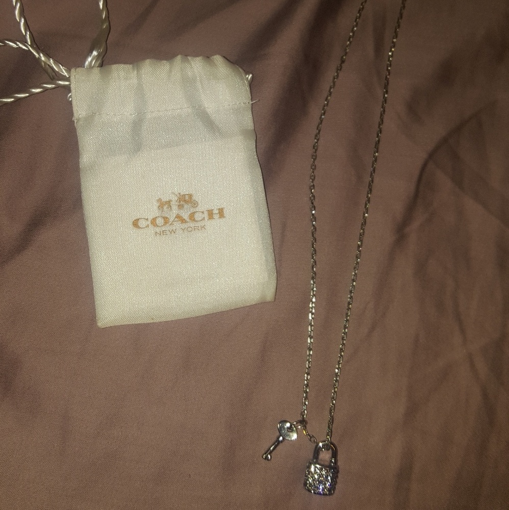 SOLD Coach key and lock necklace, silver