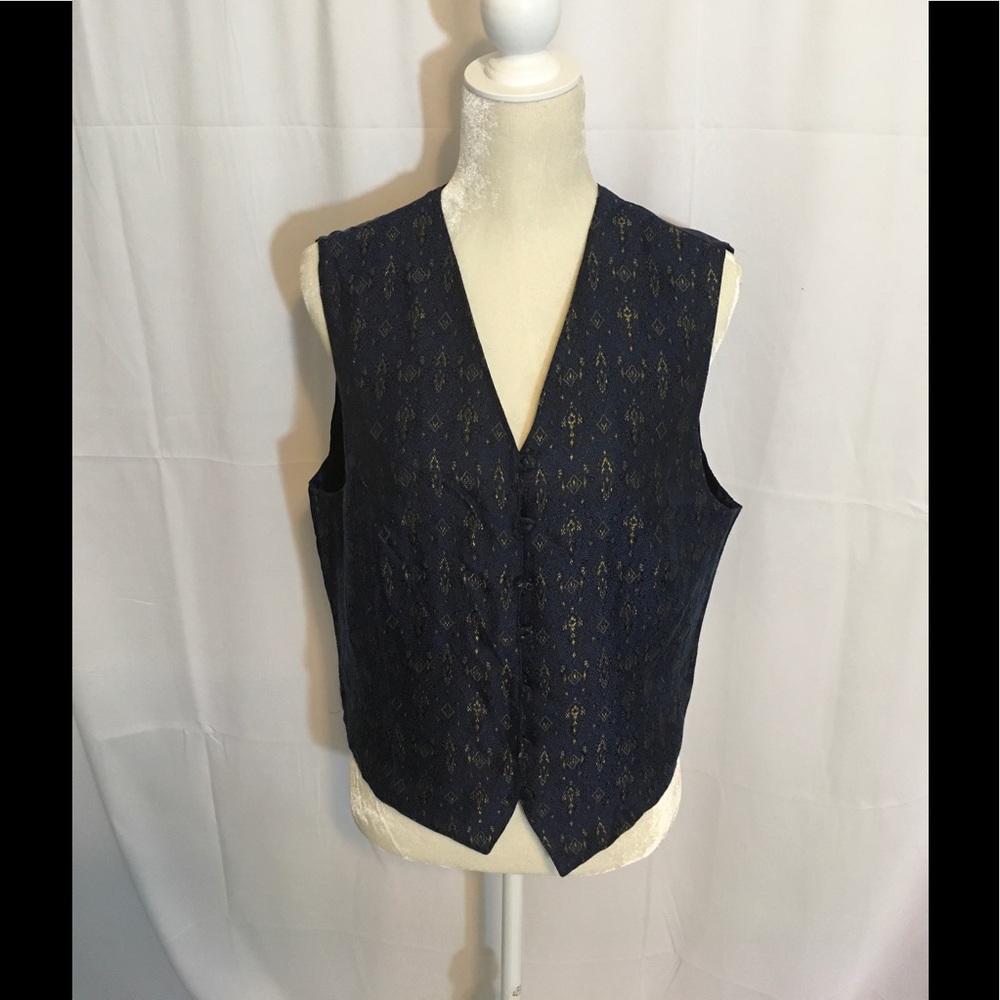 Karen Scott navy and gold vest