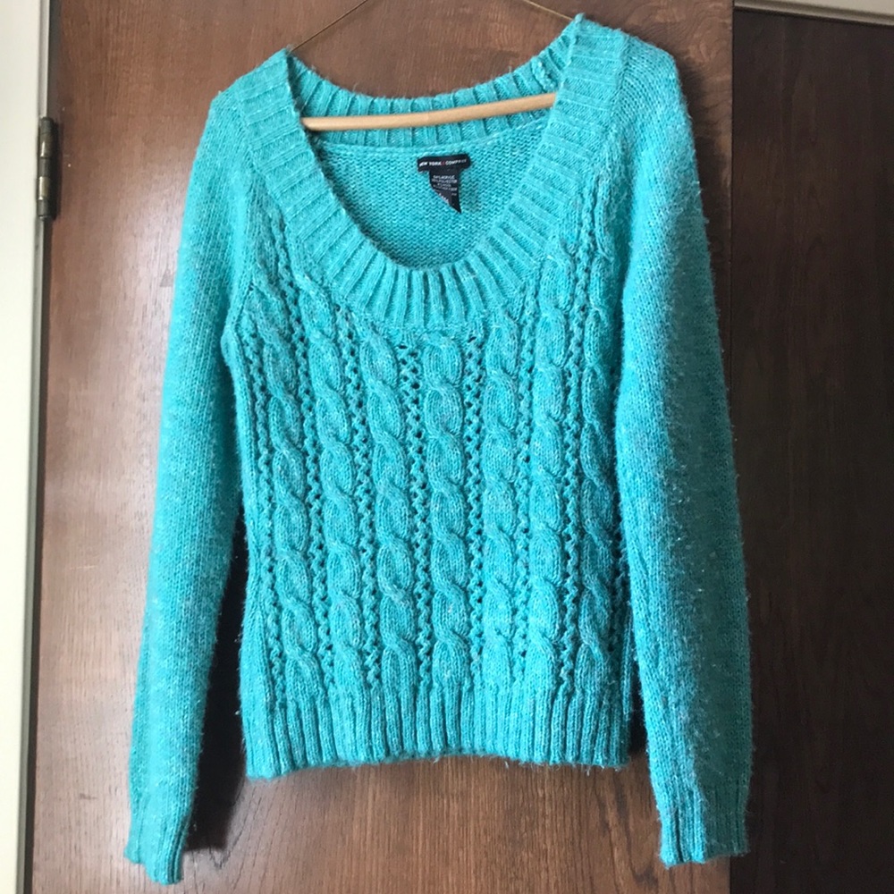 NY & C Mint Green Cable Knit Sweater