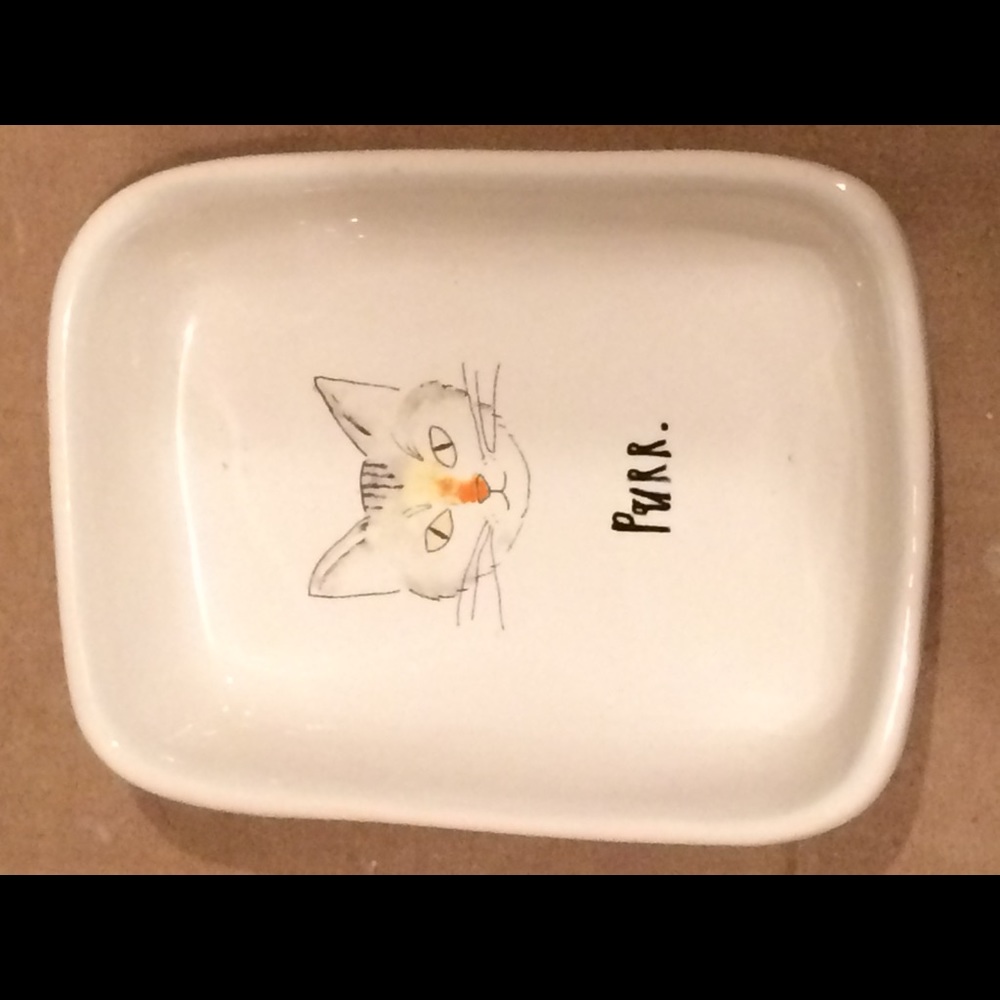 RAE DUNN kitty cat PURR Dish