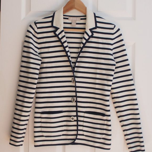 Banana Republic Tops - Banana Republic White/Blue Button Front Sweater