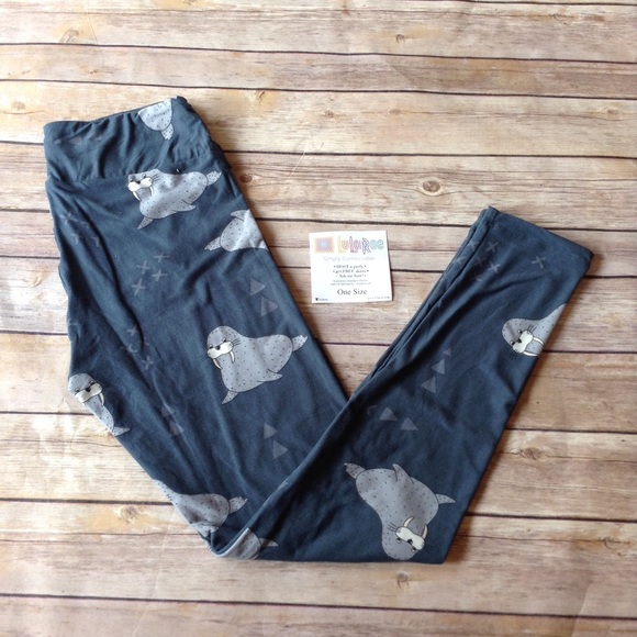 LuLaRoe women's OS one size gray walrus leggings - Picture 3 of 5